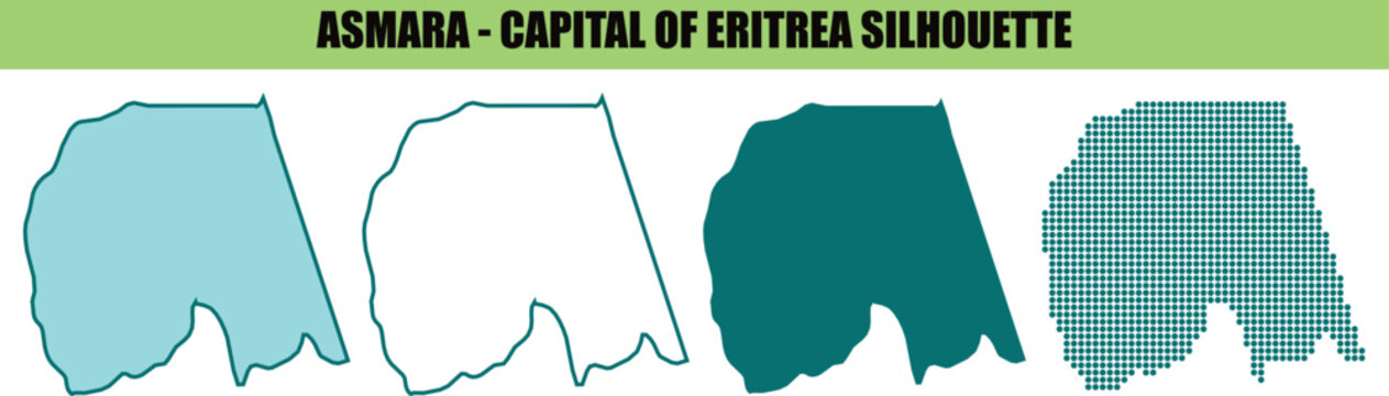 Asmara Eritrea city skyline, capital silhouette, vector icons, green color scheme