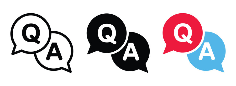 Question and Answer Icons: Simple graphic representations of questions and answers in dialogue bubbles. communication concept, information exchange, problem-solving icon, discussion symbol.