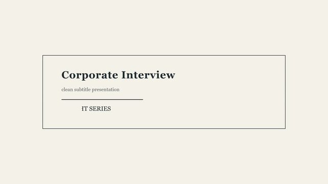 Corporate interview clean subtitle presentation insight series title card animation 4k
