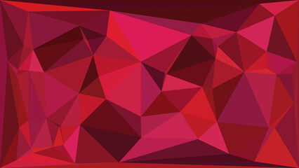 Vibrant abstract low-poly background showcasing a striking geometric pattern in bold shades of red, crimson, and deep pink, ideal for energetic visual projects. © AI World