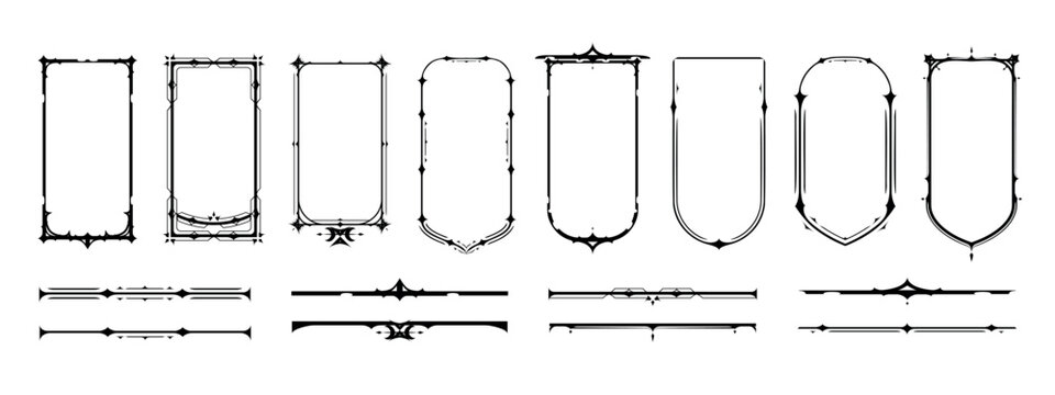 Set of Dark Fantasy Elements for user interface, poster, video. Fantasy magic HUD. Template for rpg game interface. Vector Illustration EPS10	
