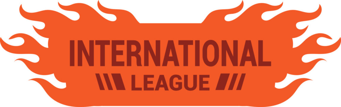 Wide banner international league racing flame emblem patch for auto sport vehicle classic hot rod vector