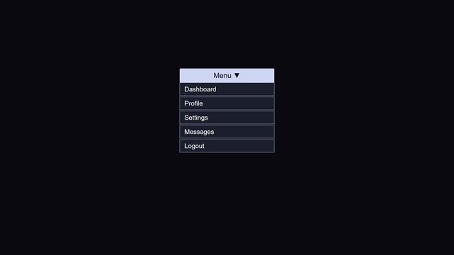 Interactive website dropdown menu ui navigation interface animation 4k