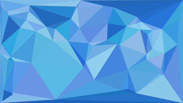 Vibrant blue geometric background with a faceted low poly triangle pattern for digital projects.
