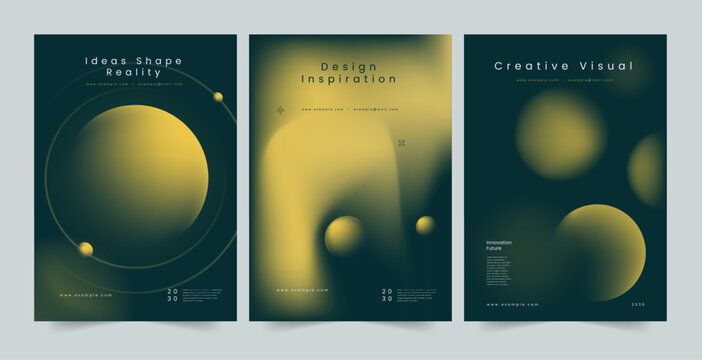 Poster Set Design, Modern Abstract Glowing Sphere Poster Background, Minimal Gradient Orb Editorial Cover Template