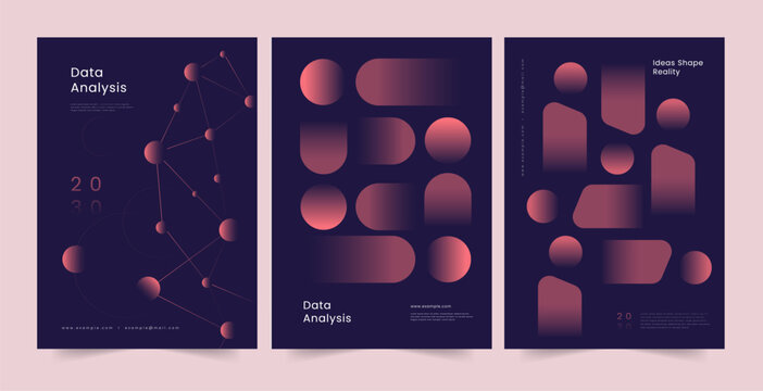 Abstract Rounded Shapes Poster Template Collection, Abstract Shapes Poster Set, Data Analytics Cover Page Template