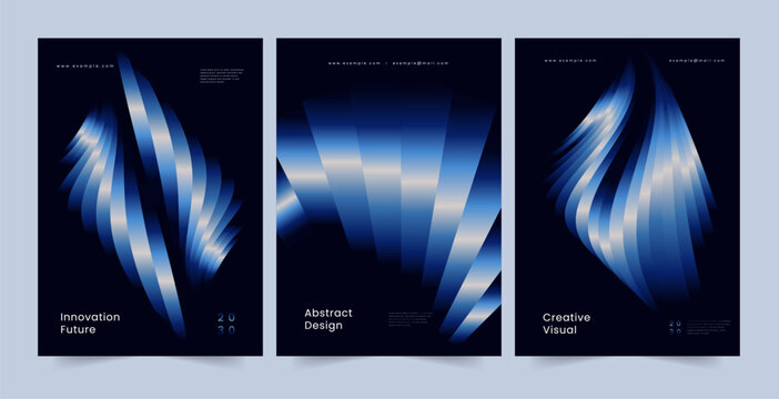 Luxury Blue Abstract Flowing Ribbon Vector Background for Poster and Branding, Abstract Blue Gradient Poster Template