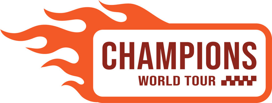 Outline rectangular champions world tour racing flame sticker decal for motorcycle vehicle classic hot rod vector