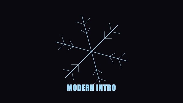 Minimalist snowflake animation with modern intro text overlay for winter holiday branding and seasonal motion projects 4k