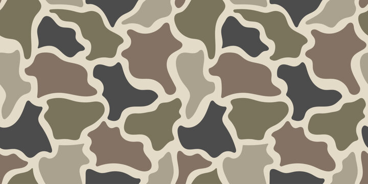 Vector old-school camouflage background. Duck hunting camo seamless pattern. Marsh camo design. Digital camouflage.