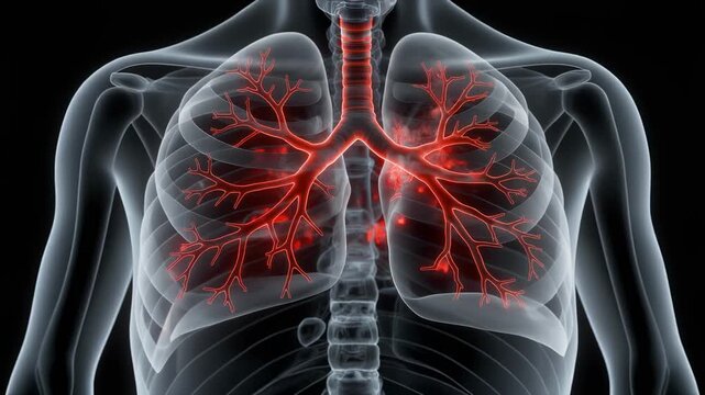 Pulmonary Interlobular Septa With Red Lymphatic Lines for Medical Education