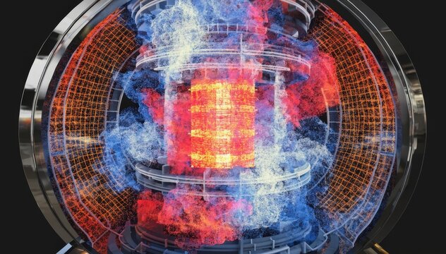 Medium shot focused on a zoomedin 3D furnace model within the digital twin emphasizing intricate structural details and heat flow analysis for operational optimization.
