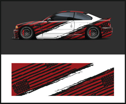 Dynamic American Flag Car Wrap Design