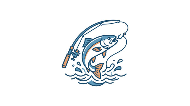 Jumping fish caught on a fishing rod hook