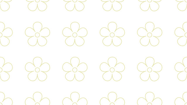Seamless Outline Floral Pattern with 5 Petals in Dusty Yellow