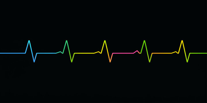 Heartbeat ECG cardiogram wave line on medical monitor displaying healthy pulse rate and electrocardiogram graph in blue and green healthcare abstract illustration