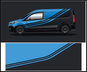 Fototapeta premium Modern Blue and Black Van Wrap Design