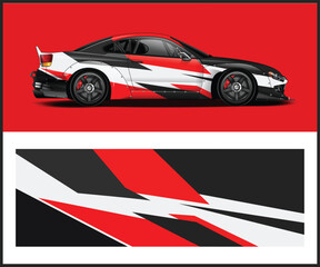 Fototapeta premium Dynamic Red and Black Racing Car Wrap Design