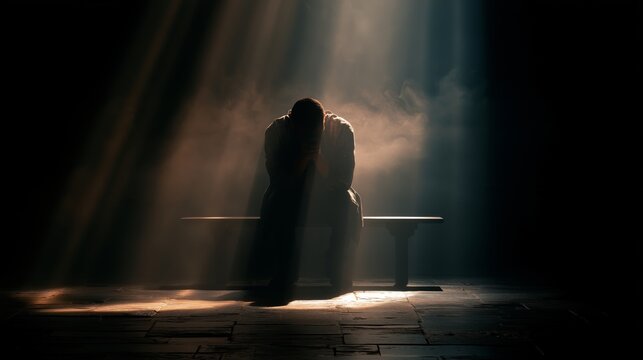 Christian prayer in struggles showing hope and despair in light and darkness