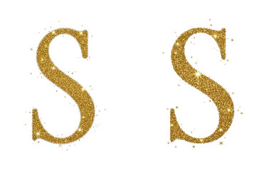 Fototapeta premium Letter s made of golden glitter isolated on transparent background