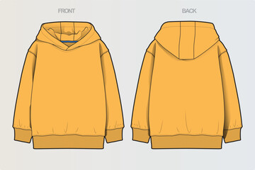 A collection of clean, modern vector apparel technical flats featuring hoodies, sweatshirts, rugby polos, and color-blocked casual wear. Ideal for fashion design, apparel mockups, tech packs © Jerry