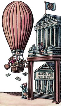 balloon carries lawyers from lower court to higher court