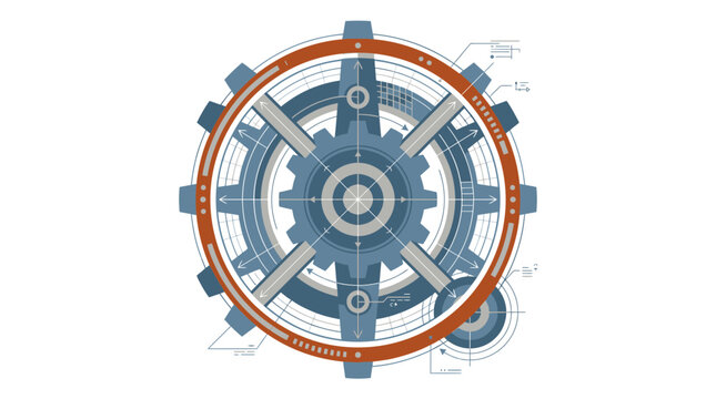 Abstract Mechanical Gear Blueprint Design
