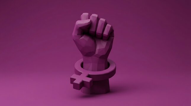 Raised fist sculpture with female gender symbol representing women empowerment sculpture feminism equality empowerment