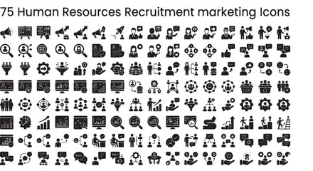 Fototapeta premium Human Resources Recruitment Marketing Icons Set