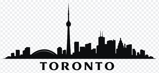 Obraz premium Toronto city skyline silhouette vector illustration with famous landmarks