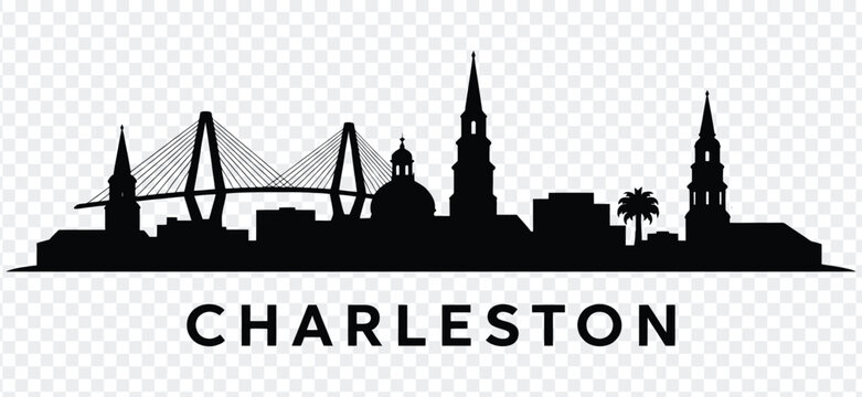 Charleston south carolina city skyline silhouette with text