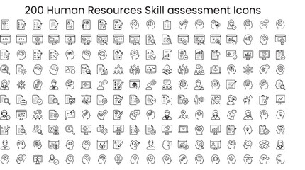 Fototapeta premium Human Resources Skill Assessment Icons Set