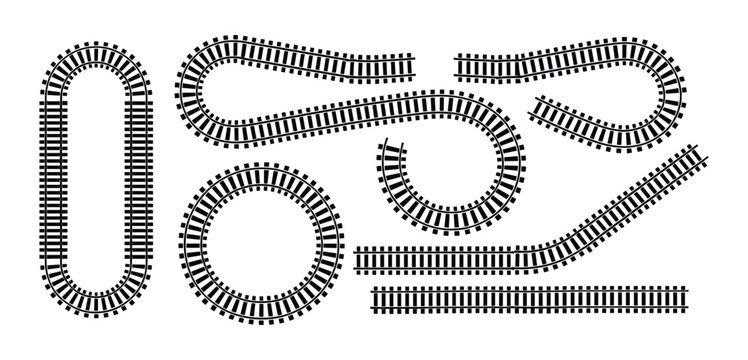 Assorted Train Tracks: A collection of various train track pieces, including straight, curved, and oval sections, offering flexibility for creative layouts.
