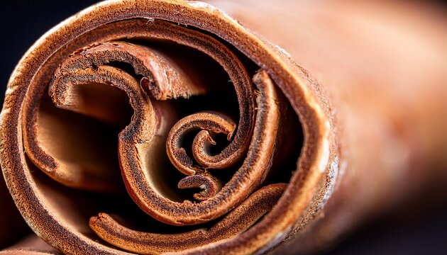 Extreme Macro Of Rolled Layers In Dried Cinnamon Bark Stick