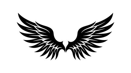 Fototapeta premium Stylized tribal wings vector illustration. Black eagle or angel wings silhouette isolated on a white background, perfect for tattoo design, motorcycle club logos, heraldry, and gothic art.