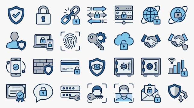 Cybersecurity and Data Protection Icons Set
