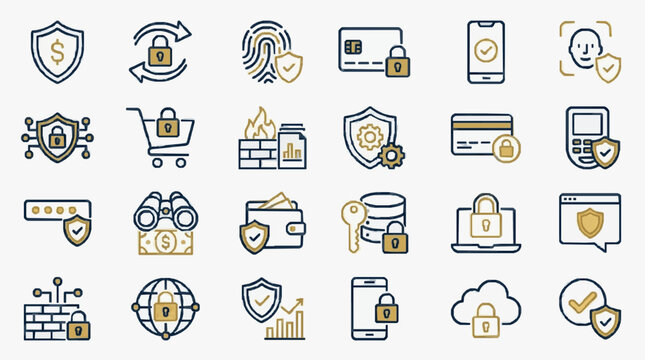 Cybersecurity and Digital Protection Icons Set
