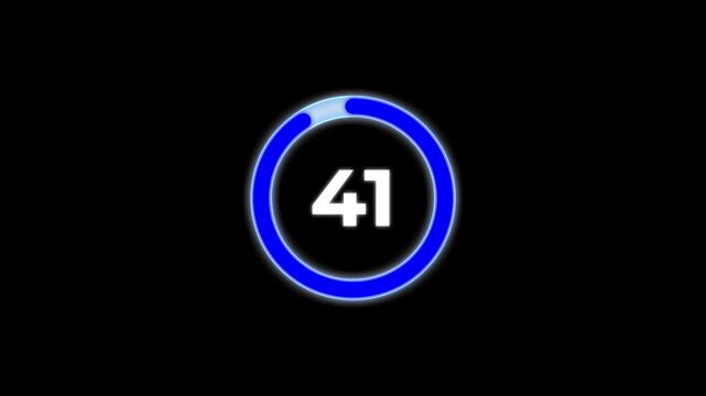 Circle countdown timer animation from 45 to 0 second animation on black background with alpha channel.45 second countdown timer.Countdown video 4k video.