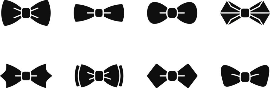 Set of six different bow tie designs in black