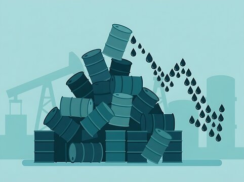 Global Oil Market Price Drop and Economic Crisis Concept