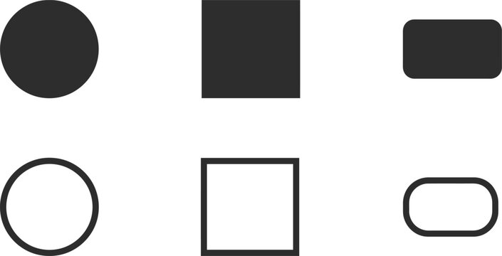 Set of six basic geometric shapes in black