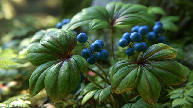 Paris Quadrifolia Herb Poisonous Plant Group Image