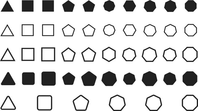Set of geometric shapes in various colors