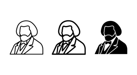 Fototapeta premium Frederick Douglass Icon Set, Historical Figure Vector Art, Abolitionist Portrait Collection, Black History Month Graphics