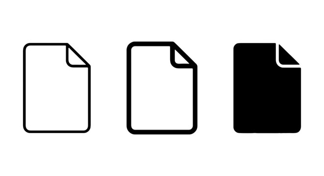 Document Icons Set, Blank Paper Page Symbols, Minimalist Vector Graphics for Digital and Print Applications