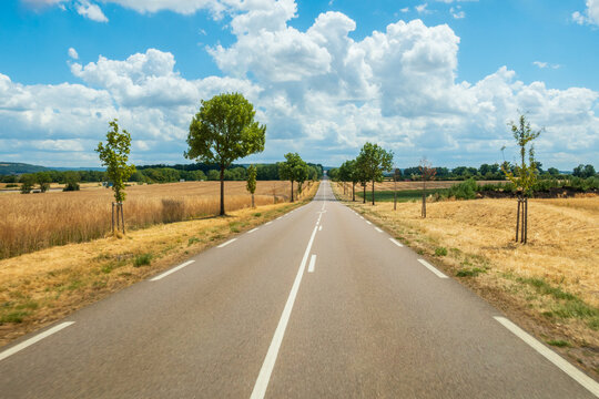 Driving on a road near Semur-en-Auxois town - France