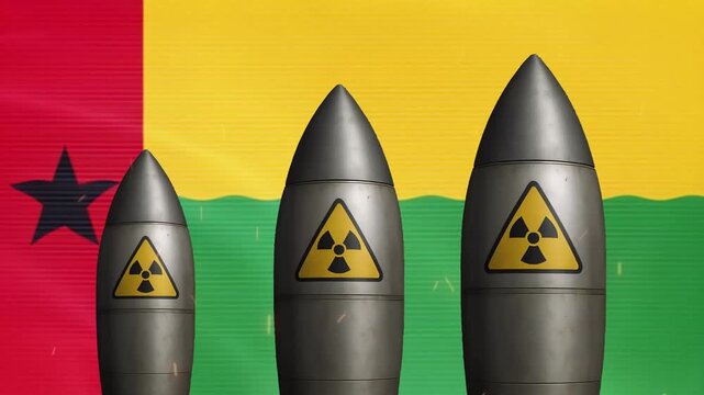 Guinea-bissau flag with nuclear missiles: geopolitical conflict and national security concept