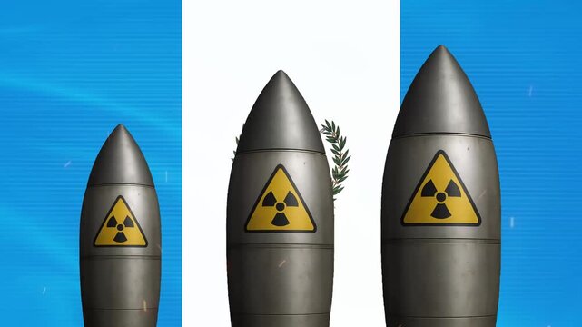 Nuclear missiles with guatemala flag background, geopolitical tension and, national security concept warhead