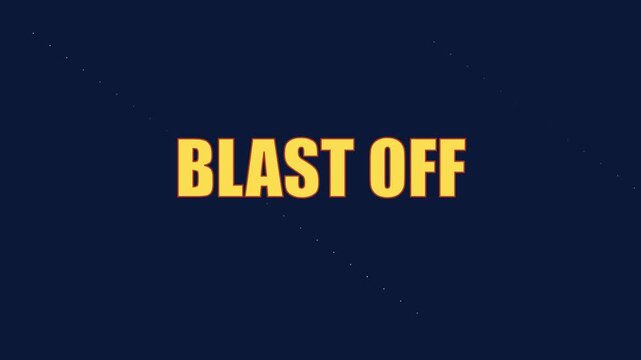 Blast off animated typography motion for space and launch themes animation 4k motion animation