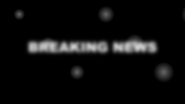 Breaking news broadcast animation 4k background, with floating particles, and blurred text, overlay journalism